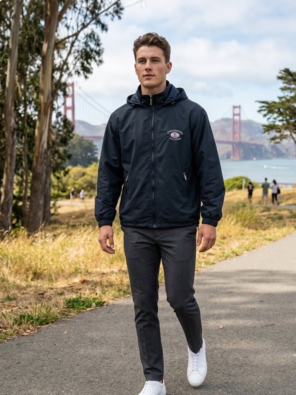 PacBlue Men’s San Francisco Full Zip Removable Hood Mesh Lined Jacket Size XS